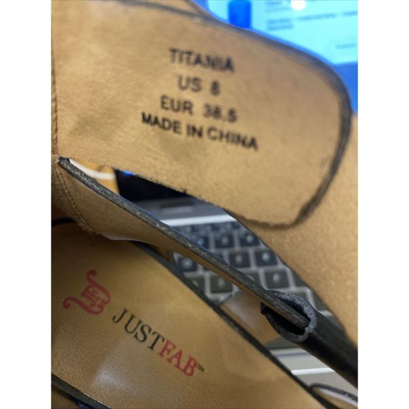 JustFab Black and White Ankle Strap Open Toe Sandal Shoe Size 8 - Picture 10 of 10